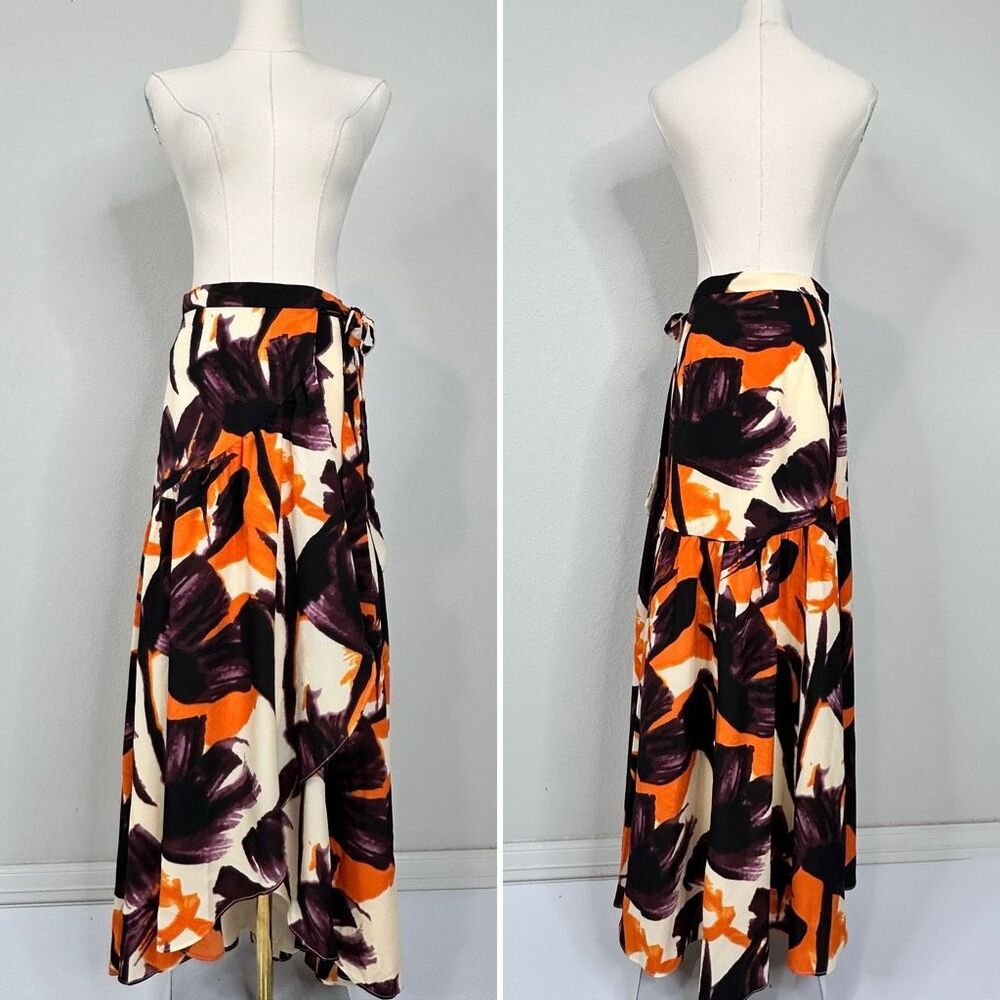 NWT Anthropologie Hutch Floral Wrap Midi Skirt S High Low Ruffle Boho Romantic - Picture 7 of 13